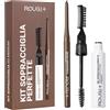 Rougj Kit Sopracciglia Perfette 02 Medio - Matita Sopracciglia Waterproof Ultra Precisa e Gel Sopracciglia Trasparente Fissante con Acido Ialuronico, Estratto di Alghe e Vitamina E - Made in Italy