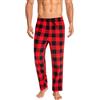 Cyathea Pantaloni da pigiama da uomo, 100% cotone, a quadri, con tasche, biancheria da notte, parte inferiore, morbidi per uomini, coulisse regolabile, rosso a quadretti, M