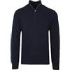 Hann Brooks Felpa da uomo a maniche lunghe in cotone piqué con mezza zip, maglione casual, blu navy, XXL
