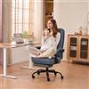 MZLEE - Sedia ergonomica da ufficio, da scrivania, poltrona direzionale, sedia da computer, con poggiapiedi e schienale regolabile, 90-135°, per casa, ufficio, blu navy, tessuto 150 kg