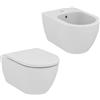Ideal Standard - Ellisse Coppia Sanitari Sospesi Vaso WC Sedile Chiusura Rallentata e Bidet Bianco Lucido