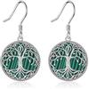 YFN Orecchini a forma di albero della vita, in argento Sterling 925, con malachite e albero della vita, idea regalo per donna, in argento Sterling 925, senza gemme, normal, Argento sterling, Nessuna