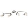Eglo Lampada da soffitto Dakar 1, lampada da soffitto a 4 luci, spot da soffitto in acciaio, colore: nichel opaco, vetro: vetro satinato con tecnica a pennello, bianco, portalampada: E14