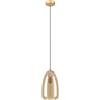Eglo lampada a sospensione Alobrase, luce a sospensione da sala da pranzo, metallo in ottone spazzolato e vetro fumo color ambra, illuminazione da tavolo a sospensione, attacco E27, Ø 20 cm