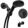 Moen Beric 82775BL - Rubinetto moderno per vasca e doccia con doccetta, valvola inclusa, colore: Nero opaco