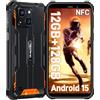 OUKITEL WP32 Rugged Smartphone Android 15-12(4+8) GB RAM + 128GB ROM/1TB TF - 6.0" HD+ Telefono Indistruttibile - 6300mAh 20MP + 5MP Impermeabile IP68 Dual SIM 4G/Face ID/NFC/OTG/GPS Arancio