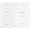 GIONIEN Piano cottura a induzione 60cm, 4 fuochi elettrici, fornello a 4 zone, blocco bambini, vetro ceramico bianco, piano di lavoro da incasso, timer, spegnimento automatico, 6400W