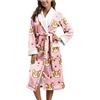 TDEOK Accappatoio da donna in cotone senza cappuccio, invernale, caldo, da donna, lungo, con collo sciallato, in spugna, super morbido, caldo, Colore: rosa., XXL