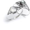 Silverly Anello Ovale in Filigrana di Madreperla con Cornice in Corda in Argento Sterling per Donna | Anello Cabochon in Argento 925 in Stile Vintage con Fascia Decorata a Volute