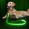 Bpawser - Guinzaglio per cani con luce LED, ricaricabile tramite micro USB, in nylon, standard di sicurezza, per cani, 120 cm (verde con 3 fili riflettenti)