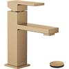 Moen Revyl 84771BZG - Rubinetto moderno per lavabo da bagno con monocomando in oro bronzato con piastra opzionale e scarico a molla, 84771BZG