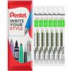Pentel Energel - Ricarica per penna LR7 BL77/BL57/BL37, punta in metallo, 0,7 mm, confezione da 6 (Verde Lime)