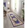 Lord of Rugs Lotus - Tappeto tradizionale Aubusson in lana, pesante, spesso, floreale, tufted a mano, classico, 67 x 210 cm, colore: blu navy