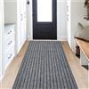MYOYAY Zerbino in gomma lavabile, 90 x 300 cm, per interni ed esterni, antiscivolo, con retro in gomma, cattura lo sporco, super assorbente, tappetino da cucina per esterni, grigio