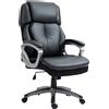 Vinsetto Poltrona da Ufficio Ergonomica con Poggiatesta, Altezza Regolabile e Dondolo, Sedia Girevole con Ruote, 68x76x117-125cm, Nero|Aosom