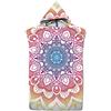 FANSU Poncho Surf con Cappuccio Asciugamano, Cambiarsi con Microfibra Accappatoio Telo da Bagno Assorbente per Mare Spiaggia,Nuoto,Adulto e Bambini Donne & Uomini (Mandala Rosso,65x75cm)