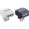 Electraline Adattatore spina S11 (piccola) e 3 prese piccole 10A Adattatore triplo con 3 prese 2 poli + terra