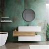 DEGHI Mobile bagno sospeso 160 cm bianco opaco e rovere acero con lavabo integrato e specchio - Rodeo