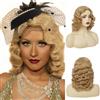Salaibs Parrucca bionda con dita ondulate, stile anni '20, lunga, vintage, da donna, lunghezza alle spalle, sintetica, resistente al calore, per cosplay, costume di Halloween