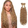 XFSRG 2 Ciocche Wave Cochet Braids Extension per Trecce Boho Senza Cuciture 16-24 Pollici Ricci Ondulati Sintetici Extension Treccine per Donne (27#)