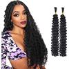 XFSRG 2 Ciocche Wave Cochet Braids Extension per Trecce Boho Senza Cuciture 16-24 Pollici Ricci Ondulati Sintetici Extension Treccine per Donne (1B#)