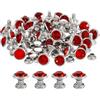 QUARKZMAN 80 Pcs Rivetti Con Strass Rossi, 8mm/0.31 Rivetti Per Pelletteria Con Cristalli, Rivetti A Doppio Cappuccio In Metallo Con Strass Per Fai Da Te