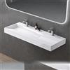 doporro Lavabo da Appoggio Bagno Rettangolare 120 cm, Lavabo Sospeso in Minerale Fuso Bianco Lucido, Due Fori per Rubinetto, Scarico Incluso Colossum19