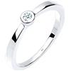 DIAMORE Elli DIAMONDS Anello Donne Classico Solitario con Diamante (0,03 ct.) in Argento Sterling 925