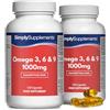 Simply Supplements Omega 3 6 9 1000 Mg Di Olio Di Pesce | Sostiene La Salute Del Cervello e Della Vista | 240 Capsule Softgel = 80 Giorni Di Rifornimento | Ricco di Acidi Grassi Essenziali | Simply Supplements
