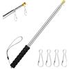 Risipu Asta telescopica per bandiera, in acciaio inox, portatile, estensibile, retrattile, con clip antiscivolo, per guide turistiche, festival, insegnamento, puntatore (3 m, nero)