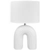 IlGruppone Lampada Moderna da Comodino Tavola Abat Jour Forma Arcobaleno Grande 50 Cm Certificata RoHS in Ceramica con Paralume 45W Scrivania - Bianco