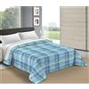 Tata Home Trapunta Invernale Matrimoniale 260x260 cm Imbottita 300 gr/mq Piumone Caldo Pesante Disegno Scozzese Made in Italy Mod. Scotland Tartan Colore Blu