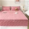 Odot Lenzuolo sotto Jacquard Rombo, Velluto Lenzuolo Coprimaterasso con Angoli profondità 25~30cm, Lenzuola sotto Singolo Matrimoniale e Una Piazza e Mezza (180x200cm,Rosa)
