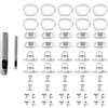 Mewflew Set di 72 tappi a vite con occhielli e rivetti cavi: tappo a vite in rame e accessori di fissaggio per borse, pelle, teloni, tende, esterni, set antivento con attrezzi (argento)