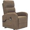 POLTRONE ITALIA Poltrona Anziani elettrica 2 motori, reclinazione indipendente schienale pediera Kit 4 ruote seduta indeformabile microfibra elevabile alzapersona relax disabili Marrone