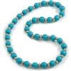 Avalaya Collana lunga con perline in acrilico color turchese e legno verniciato argento, lunghezza 70 cm, Plastica Legno