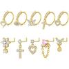 FECTAS 18g 20g Piercing per Naso Pendente 10mm Anello per Naso Ipoallergenico in Acciaio Inossidabile, Piercing a L con Gemme 1.0mm 0.8mm, Lunghezza 7mm, Gioielli per Piercing a Forma di Diamante