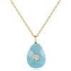 COAI Collana da Donna in Acciaio Inox Placcato Oro con Ciondolo Goccia di Amazzonite Pietra Naturale, Collana Amazzonite da Donna