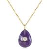 COAI Collana Acciaio Inossidabile Donna Oro 18K con Ciondolo Goccia d'Acqua di Ametista Naturale, Collana Ametista da Donna