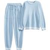 Niwicee Pigiama Donna Invernale Pile Pigiami Caldo Felpato Abbigliamento da Notte per la Casa Pigiami Due Pezzi Felpa a Maniche Lunghe e Pantaloni con Tasche (Rosa, XXL)