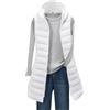 Cicilin Gilet lungo trapuntato senza maniche piumini per le donne con cappuccio giacca imbottita gilet gilet senza maniche, bianco, XL