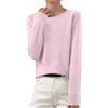Generic Maglione lavorato a maglia per le donne in tinta unita girocollo a maniche lunghe leggero maglione invernale in cashmere, rosa, XL