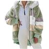 XUEJIANN Giacca invernale da donna, oversize, con cappuccio, giacca in pile, sottile, grandi dimensioni, elegante giacca softshell Melange Blazer, sportivo, da donna, verde, L