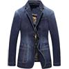 REHJJDFD Giacche da uomo Blazer Camicetta invernale da trekking da uomo Cappotti da golf con risvolto Vintage Denim Suit Blazer Giacca Cappotto Sportivo, Azzurro, L