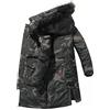 Alloaone Piumino Invernale Da Uomo Caldo Piumino D'anatra Bianco Cappotto Mimetico Collo In Pelliccia Giacca A Vento Cappotti Lunghi Parka 1 XL