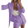 Shevog Completo da donna, blazer, cardigan, giacca, pantaloncini, pantaloni, abbigliamento da lavoro, Viola, 44