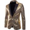 Goolecrimp Uomo Blazer con Paillettes Giacca Classica con Paillettes per Il palcoscenico Holiday Mardi Gras Party Rock Music Festival Performance Blazer con Paillettes (Oro,M)