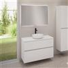evineo ineo5 evo mobile La: 100 cm con 2 scomparti estraibili, lavabo ineo3 Ø 37 cm bianco, con specchio illuminato ineo,, BE0931WH+BE0958WM+BE0964WM+BEA011MI, ineo4; ineo5 evo [Mobili da Bagno > Set Mobili da Bagno]