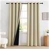 PONY DANCE 100% Tende Oscuranti con Anelli 2 Pezzi L 140 x A 220 cm Tende Termiche Isolanti per Interni Blackout Curtains per Soggiorno Moderne, Beige Chiaro