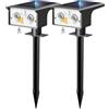 btfarm 2 Pezzi Luci Solari da Giardino con Sensore di Movimento, 3 Modalità Faretti Solari a LED da Esterno IP65 Impermeabile, 120° Faretto Lampade Solare Potenti per Cortile Prato, Bianco Freddo